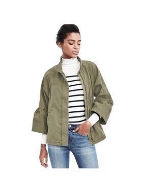 Banana Republic olive green military bell sleeve utility jacket small petite